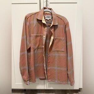 Wax London Whiting Overshirt Size Medium Pink/Blue